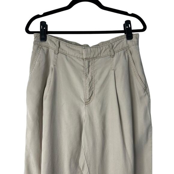 Loft Outlet Pants Womens Size Medium Beige Textured Jogger Woven Lyocell Tapered - Picture 2 of 10
